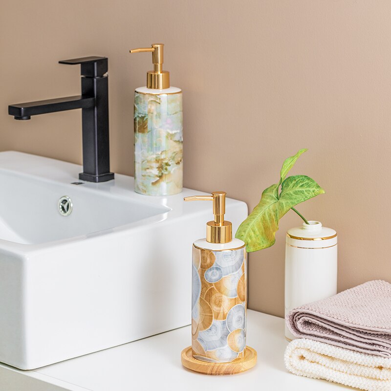 Nordic Ceramic Liquid Soap Dispenser Lotion Dispensing Bottle Hand Sanitizer Press Bottle Bathroom Accessory Set Gift