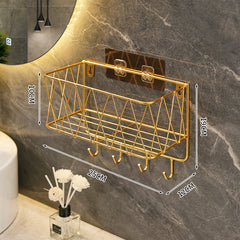 Golden Elegance: Wall-Mounted Washstand and Shower Rack – Your Stylish Bathroom Storage Solution